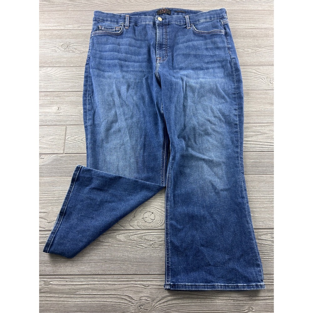 Jen7 by 7 For All Mankind Cropped Kick Blue Flare Jeans Womens Size 20 High Rise